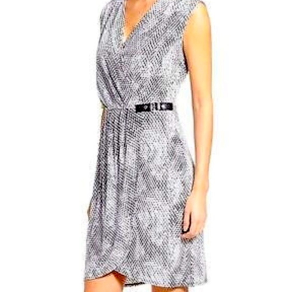 Michael Kors Faux Wrap Side Buckle Dress Medium